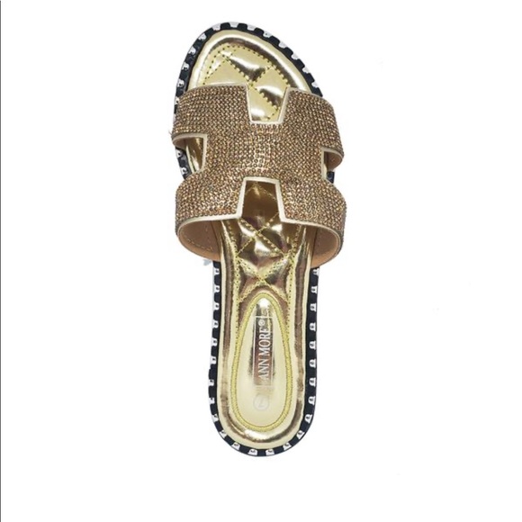 Shoes New Gold Flip Flop Sandals With Rhinestones Poshmark